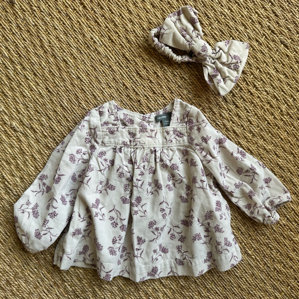 babyGap top blouse with matching bow headband Girls 3-6 months